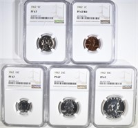 1962 PROOF SET, ALL COINS NGC PF-67