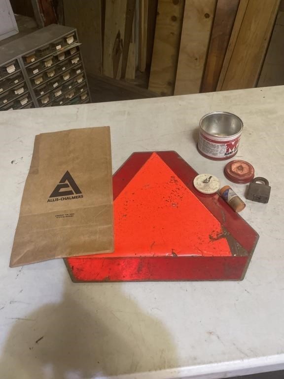 Advertising tin, safety triangle, AC ad bags,