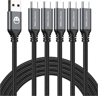 5 PCs USB Type-C to A Cable 5pack 6ft Braided