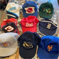Lot of 9 Vintage Snapback Hats Caps Sports Racing