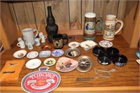 Lot - Beer Mugs & Ashtrays 1805 Bird & Bottle