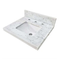 19 Single Rectangular Marble Vanity Top - White