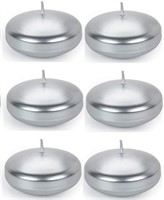 6 Metallic Silver 2" Floating Candles Unscented