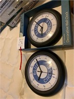 PAIR OF BLUE CIRCLE CLOCKS