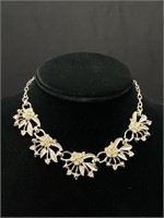 Vintage Rhinestone Silver Tone Necklace