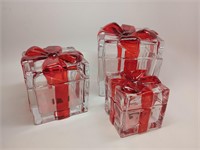 Three Glass Present Trinket Boxes