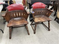 2 Wooden Round Back Chairs