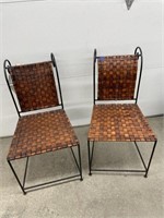 2 Leather & Metal Chairs