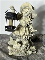 Resin Little Girl w/Dog and Lantern Garden Statue