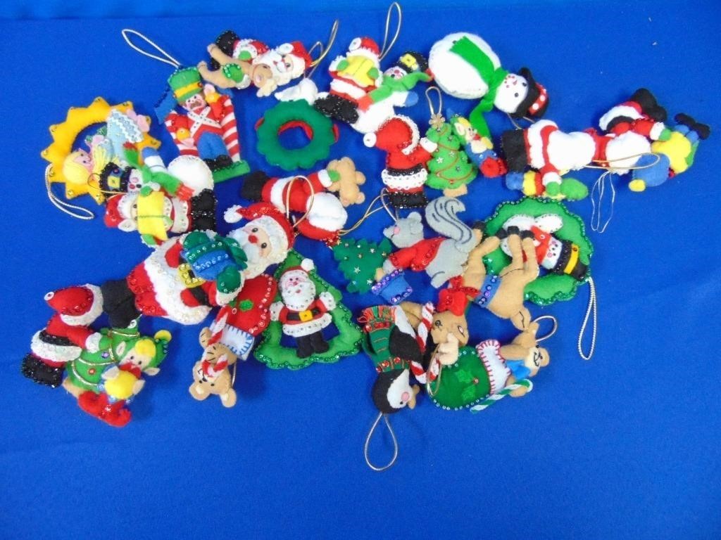 Lot Of Christmas Ornaments Felt / Applique /