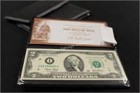 3-2003 US uncirculated two dollar bills (display)