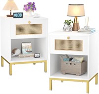 White Nightstands Set of 2 - Bed Side Table