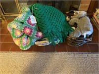 2-Baskets with Pet Toys, Stuffed Animals, 2-Afghan