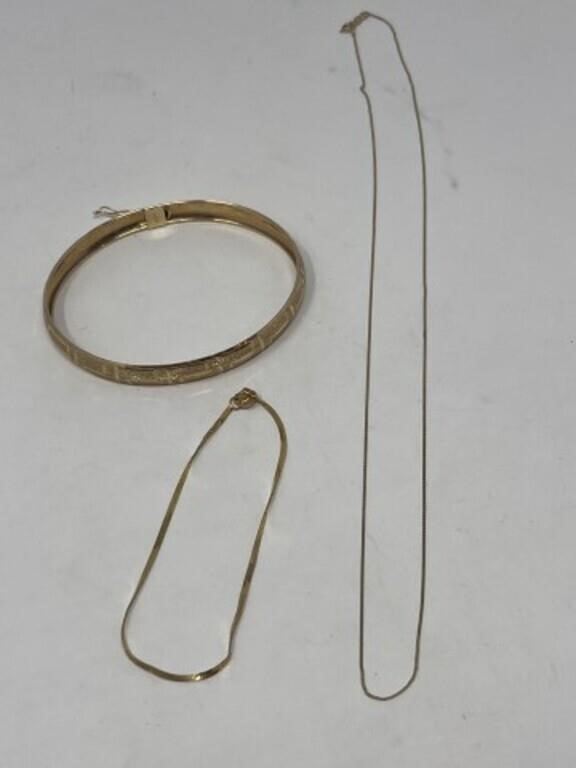 1-Necklace, 1-Bracelet all Marked 14K, 7.1 Grams