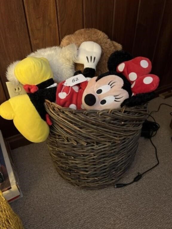 Basket with Assorted Stuffed Animals