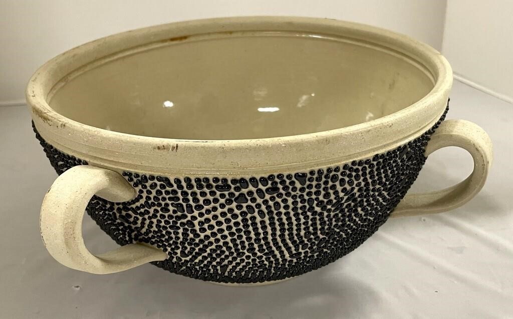 MCM Stoneware 4 Handled Bowl