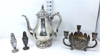 Silver Plate Coffee Pot, S & P & Lotus Flower