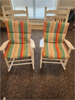 2 White Cracker Barrel Rocking Chairs with Cushion