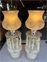 Vintage Frosted Glass Boudoir Lamps - both work
