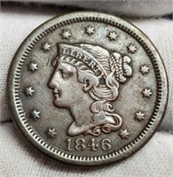 1846 Large Cent VF35 Nice