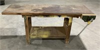 Solid Wood Workbench W/ Vise