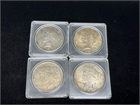 Four US Peace Dollars: 1922, 1923, (2)1934