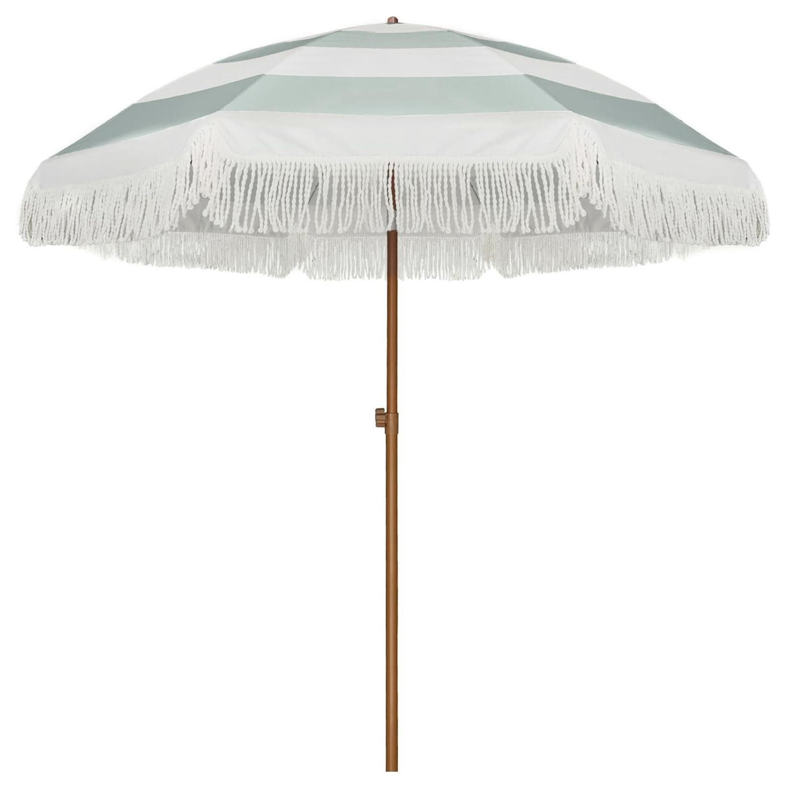 AMMSUN 7ft Patio Umbrella with Fringe Outdoor Tass