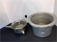 Vintage Tin Graduated Pot & Sifter