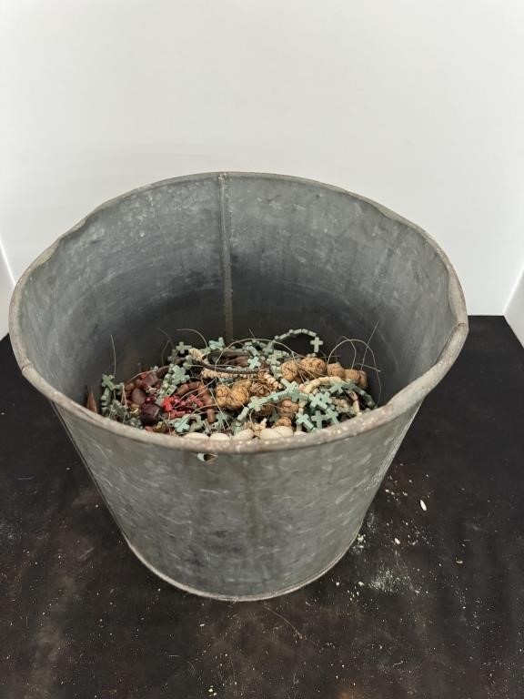 Vintage Sap Bucket Filled With Stone Necklaces