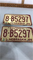 Pair of 1966 Nebraska license plates