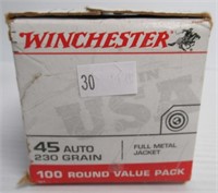 (100) Winchester .45 Auto 230 Grain Full Metal