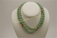 LIGHT GREEN JADE STONE NECKLACE WITH GOLD SPACERS