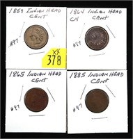 x4- Indian Head cents: 1859, 1864 copper nickel,