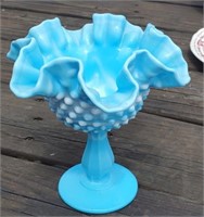 6" Blue Milk Glass Dish