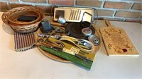 Vintage kitchen items: antique spoons, measuring