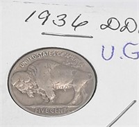 1936 Double Die Obverse Buffalo Nickel