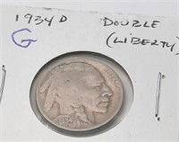 1934 D Double Liberty Buffalo Nickel