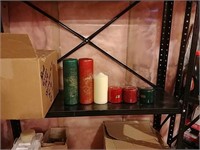 B3-2nd Shelf of Various Pillar Candles & Holders