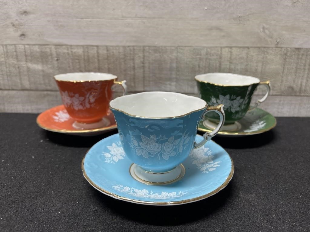 3 Aynsley Bone China Cups & Saucers