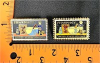 2 8c Stamp Lapel Pins No Back