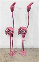 Pair of Painted Metal Flamingos