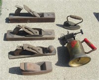 Group of Wood Hand Planes and C & L Blow Torch.