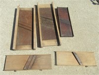 (5) Vintage Wood Kraut Cutters. Largest Measures: