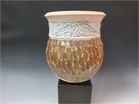 9"x8" Blue & Brown Pottery