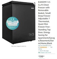 A257 EUHOMY 3.5 Cu.Ft Chest Freezer