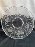 14'' Vintage Etched Frosted Round Platter