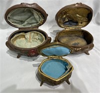 3 Victorian Ornate Casket Jewelry Boxes