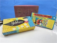 Vintage Board Games - Sleeping Grump, Yahtzee,