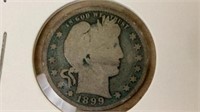 1899 barber silver quarter