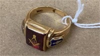 10 karat gold, masonic ring 8. 3g